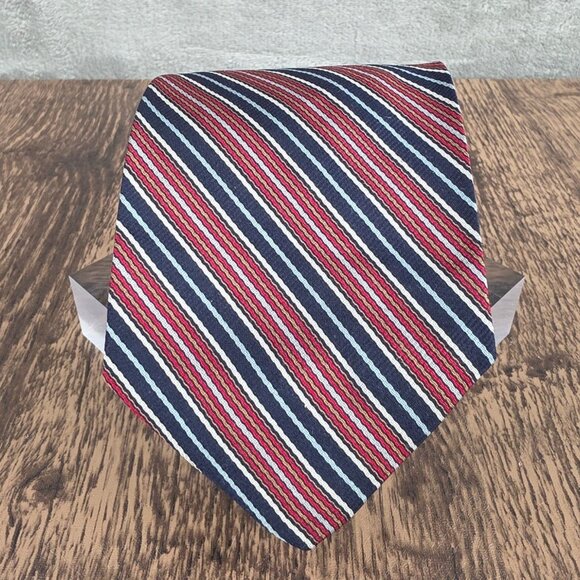 Brooks Brothers Makers Vintage Repp Silk Tie Red White Blue Striped Preppy Retro - Picture 5 of 8